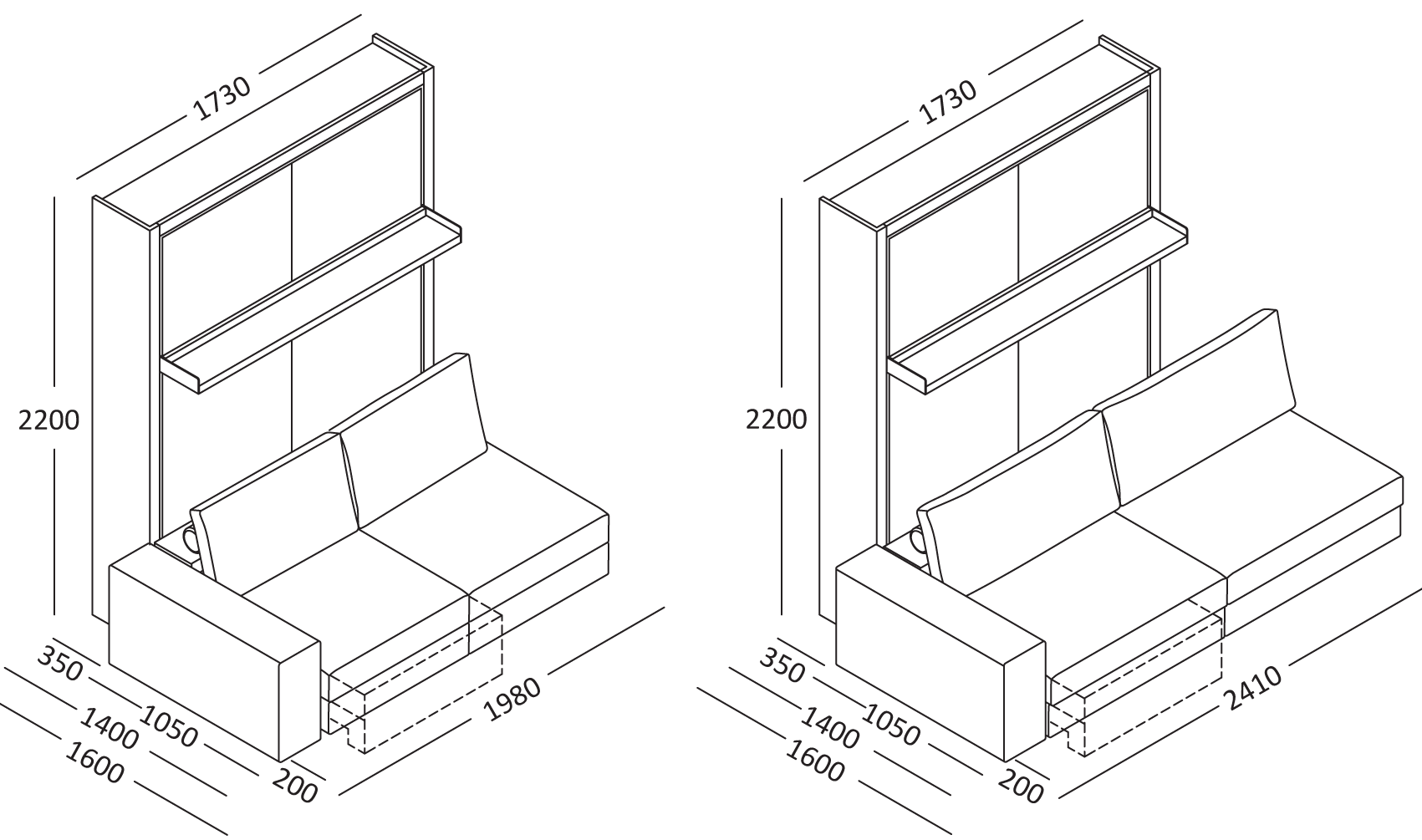 Opklapbed Tango Afmetingen 5